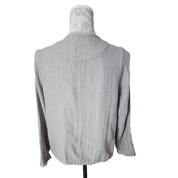 Tahari Jacket Linen Cotton Gauze Open Long Sleeve Pockets Women's Medium - Picture 5 of 9